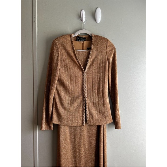 Alex Evenings Gold Bronze Shimmer Evening Gown 2 Piece Set Wedding Event - 8 - Picture 4 of 9